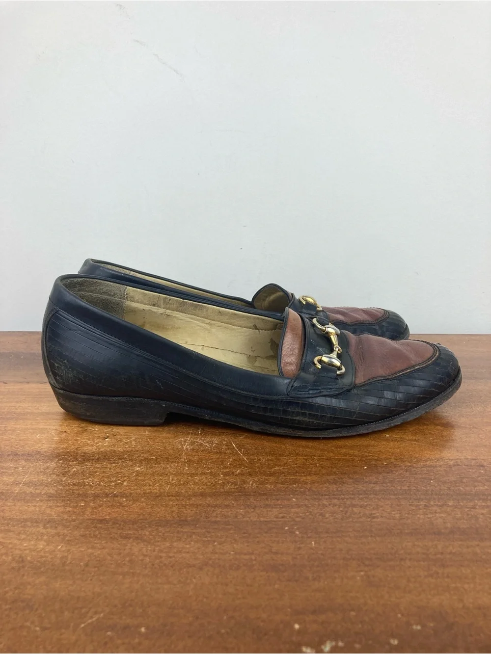 Bragano by Cole Haan Loafers Black Brown Leather Men's Size 9.5M Made Italy.
